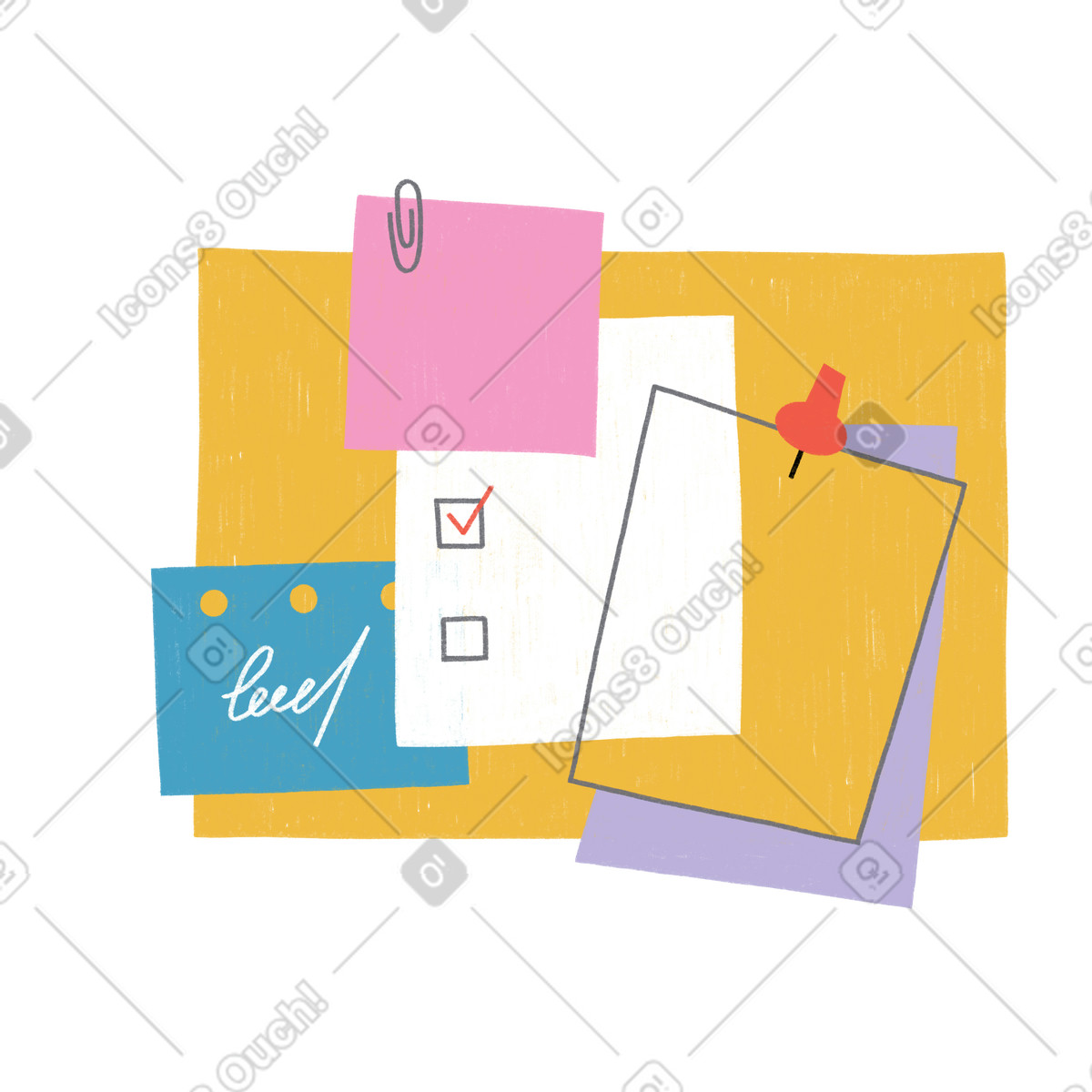 Board with notes for project management-Illustration im Tutti-Stil als Download in PNG, SVG