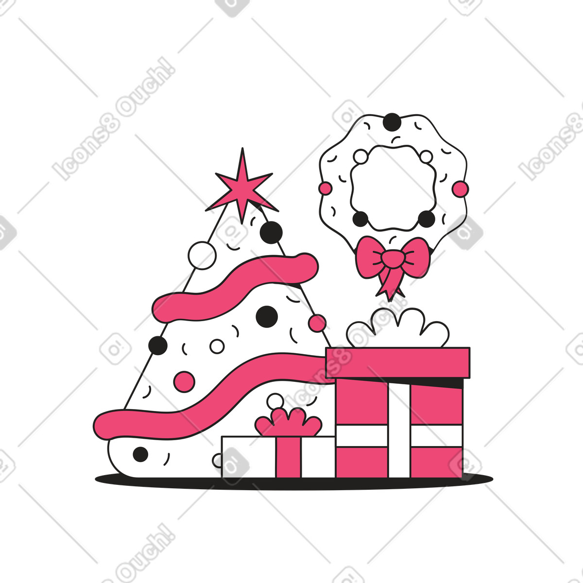 Vigilia di natale illustrazione animata in stile Dazzle Line scaricabile in GIF, Lottie (JSON), AE