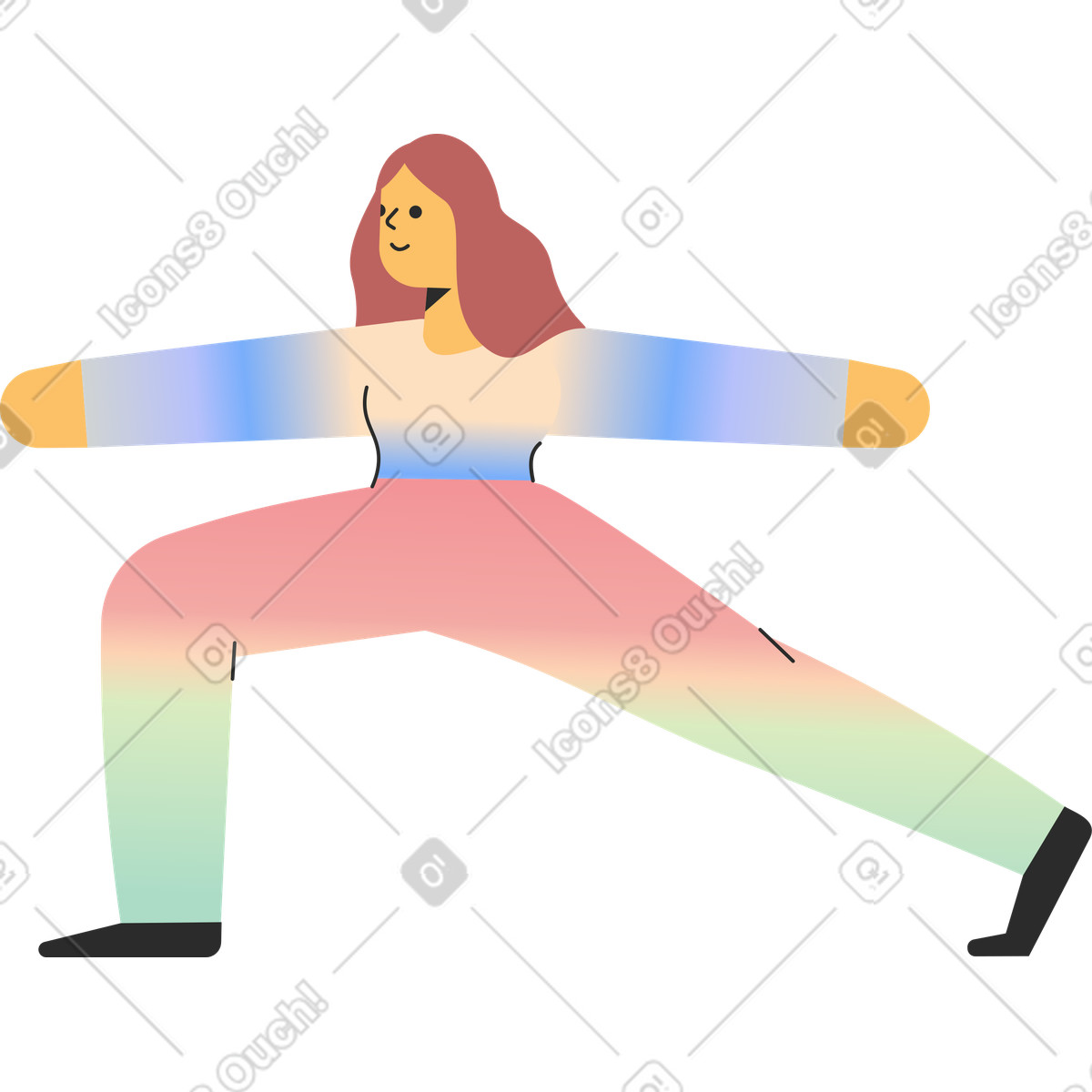 Woman does yoga-Illustration im Marginalia-Stil als Download in PNG, SVG
