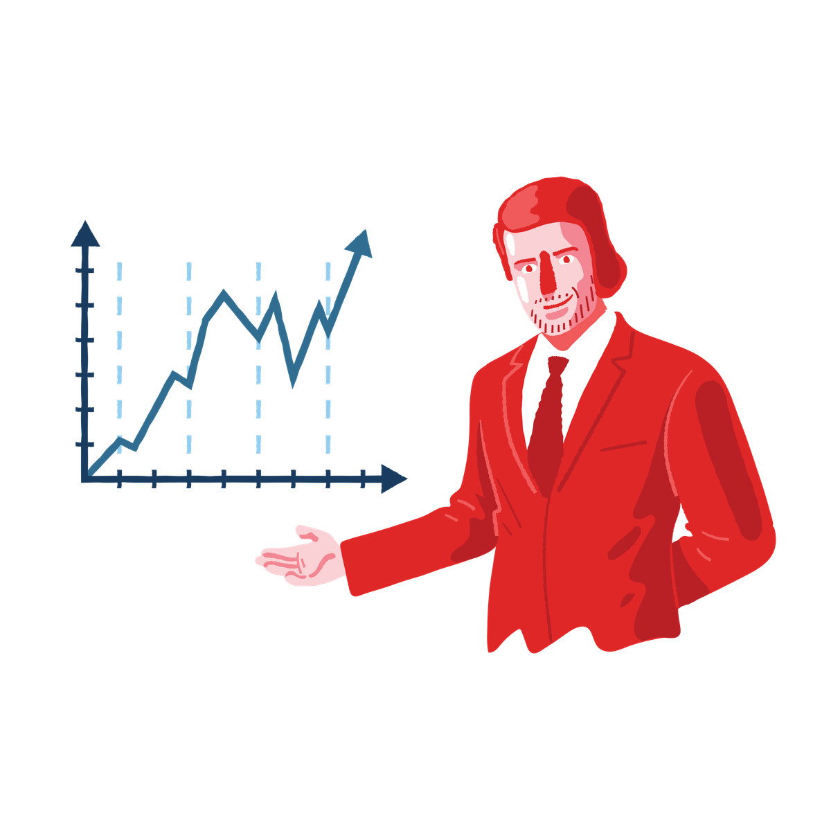 Иллюстрация Businessman and project success graph в стиле Cherry — скачать в форматах PNG, SVG