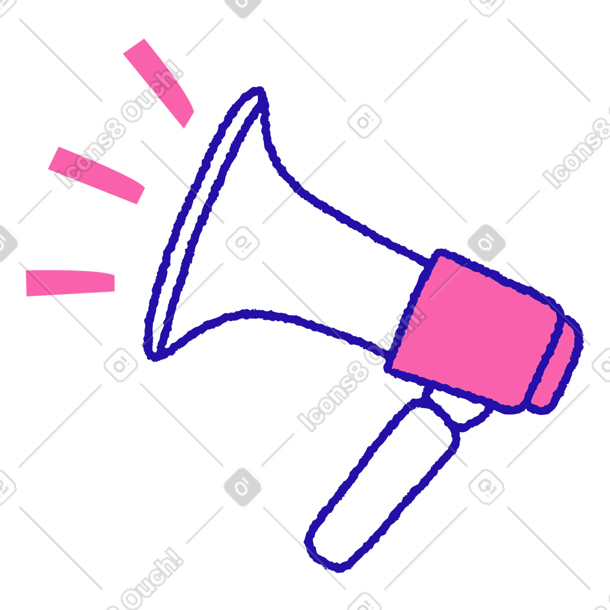 Ilustración Megaphone with sound lines, Public relations and advertising en estilo Whimsy a descargar en PNG y SVG