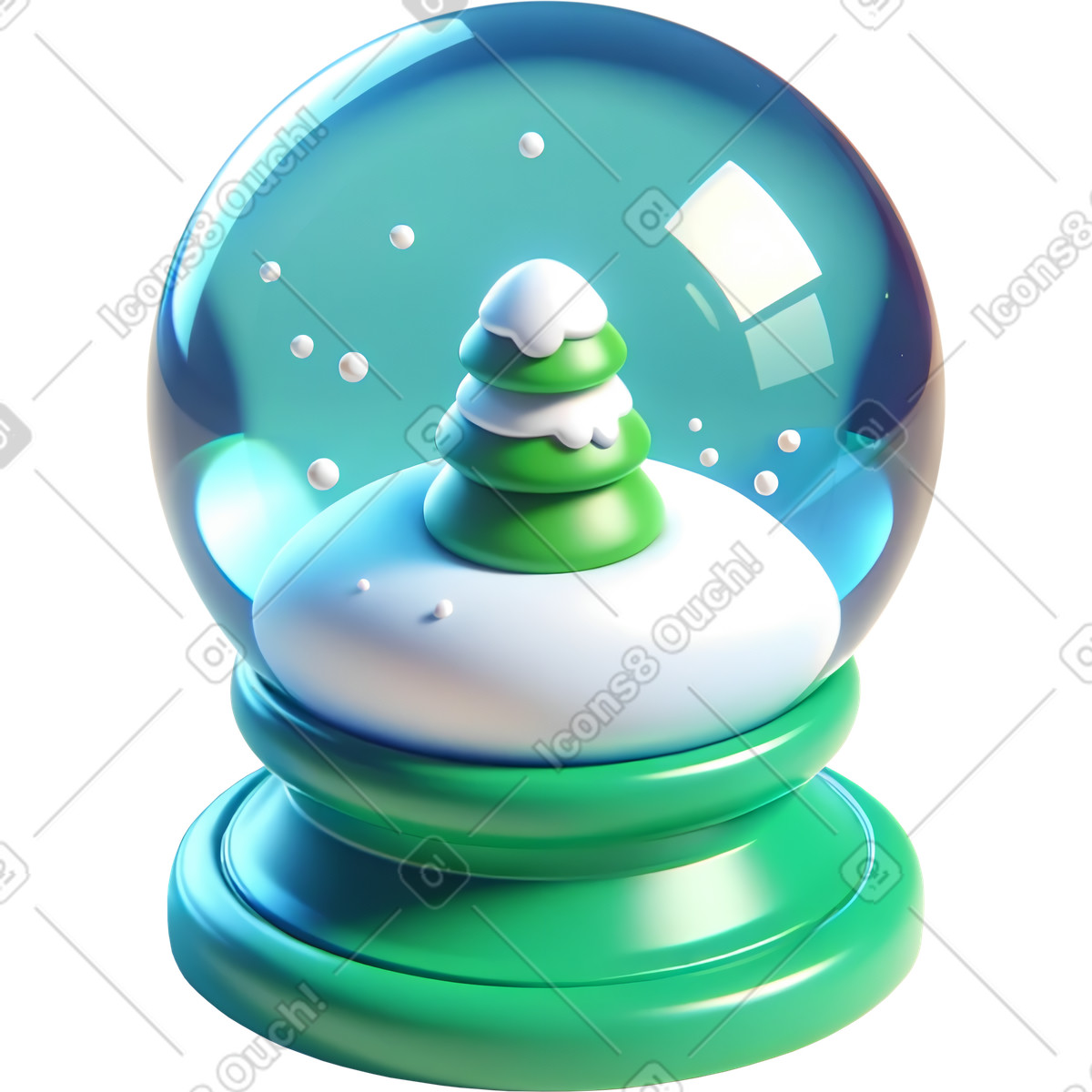 Schneekugel-Illustration im 3D Mini-Stil als Download in PNG, SVG