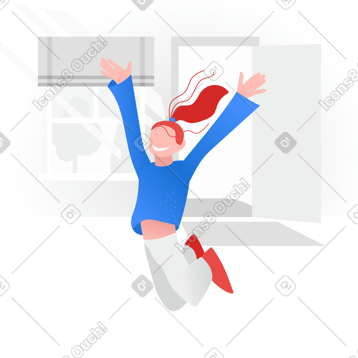 End of quarantine. Happy and joyful girl-Illustration im Clip-Stil als Download in PNG, SVG