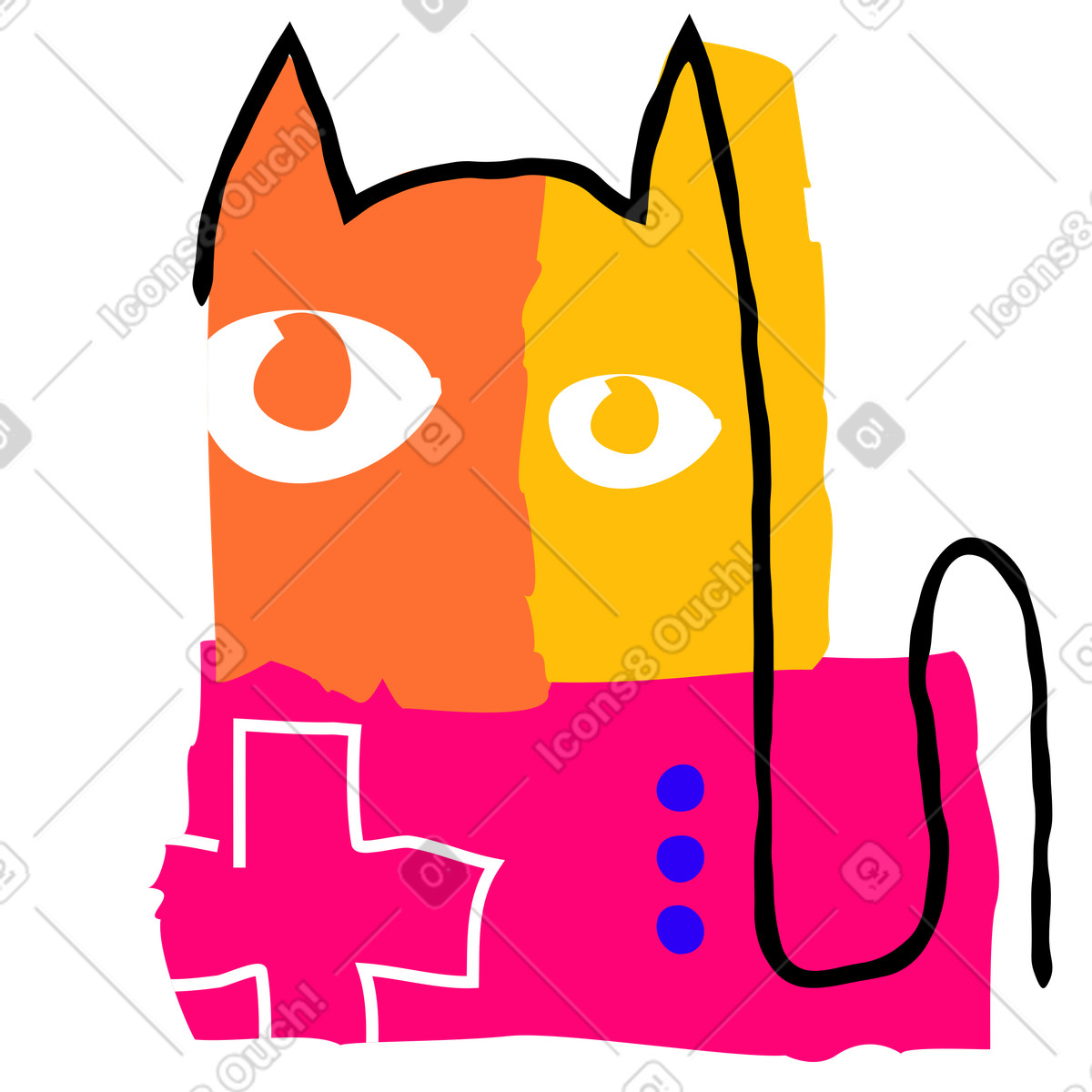Puzzle スタイルの 獣医ケアの十字マークが付いた猫 のイラストをPNG、SVG形式でダウンロード
