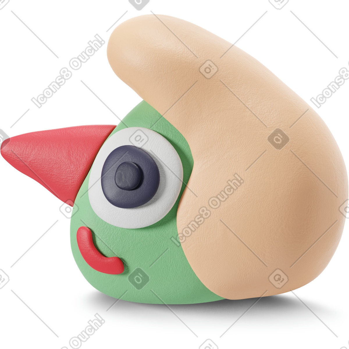 Green skin blond man's head illustration in 3D Stripy style download in PNG, SVG