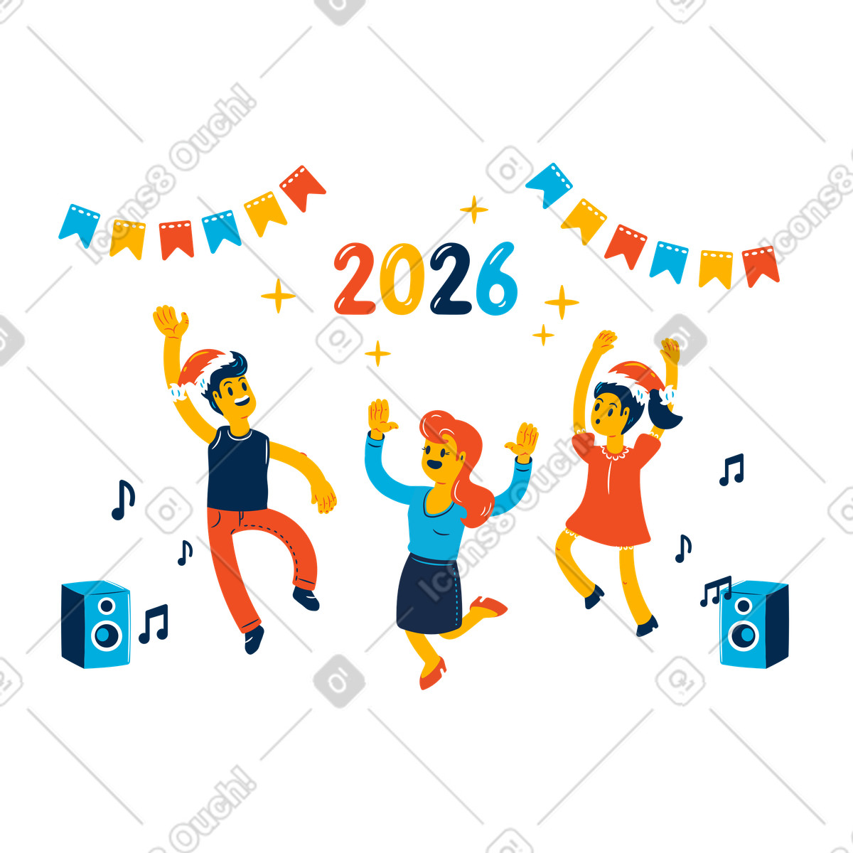 Celebration party 2026 illustration in Flame style download in PNG, SVG