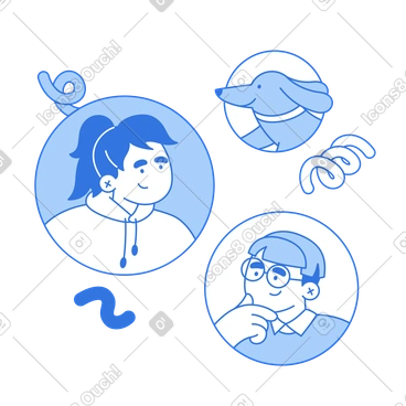 Avatares de diferentes personajes sonrientes. PNG, SVG