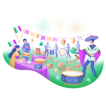 A vibrant scene depicting different cultural festivals celebrated around the world.