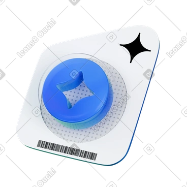 Oggetto a forma di stella blu in blister, esposizione di prodotti con tecnologia ai illustrazione animata in GIF, Lottie (JSON), AE