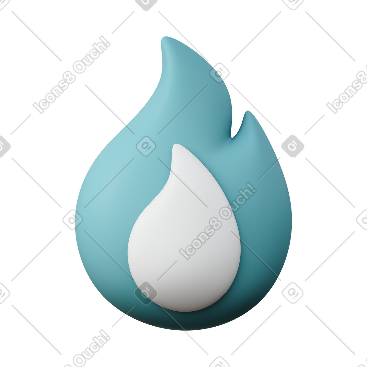 Turquoise Fire illustration in 3D Sugary style download in PNG, SVG