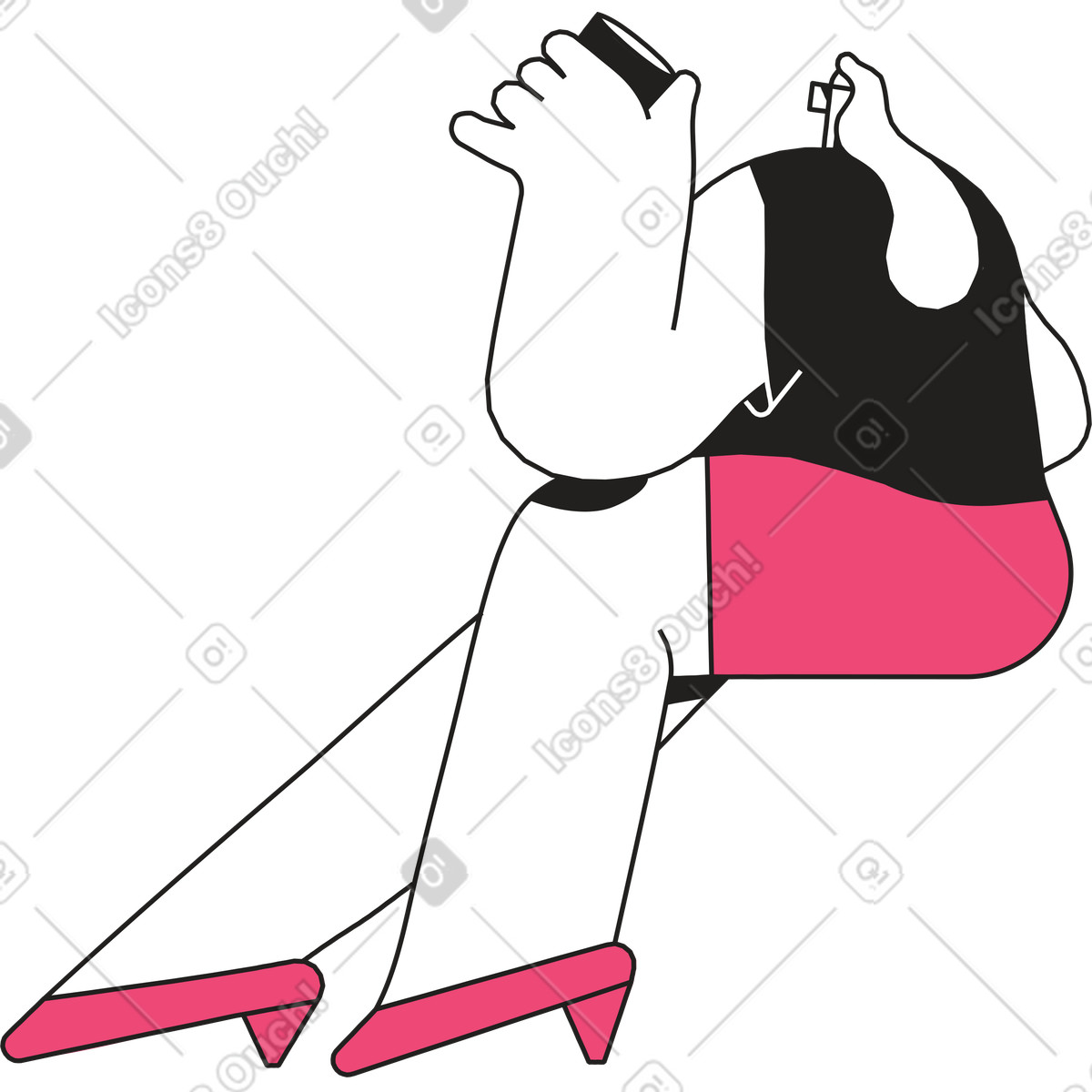 Ilustración Mujer con gafas sentada y bebiendo de una taza en estilo Dazzle Line a descargar en PNG SVG