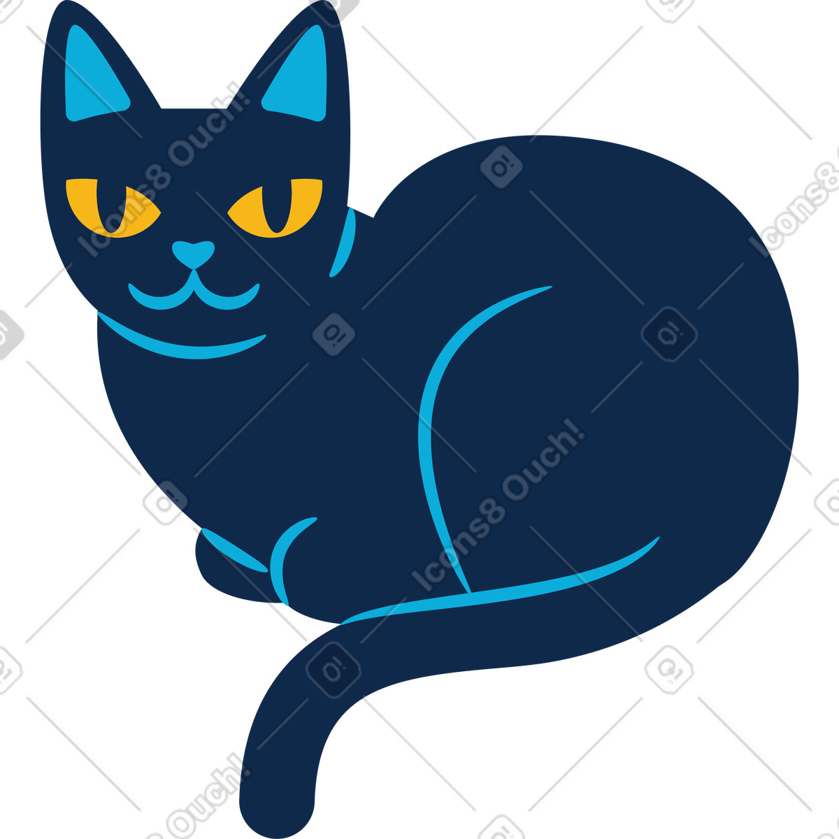 Illustration Chat noir dans le style Flame à télécharger aux formats PNG, SVG