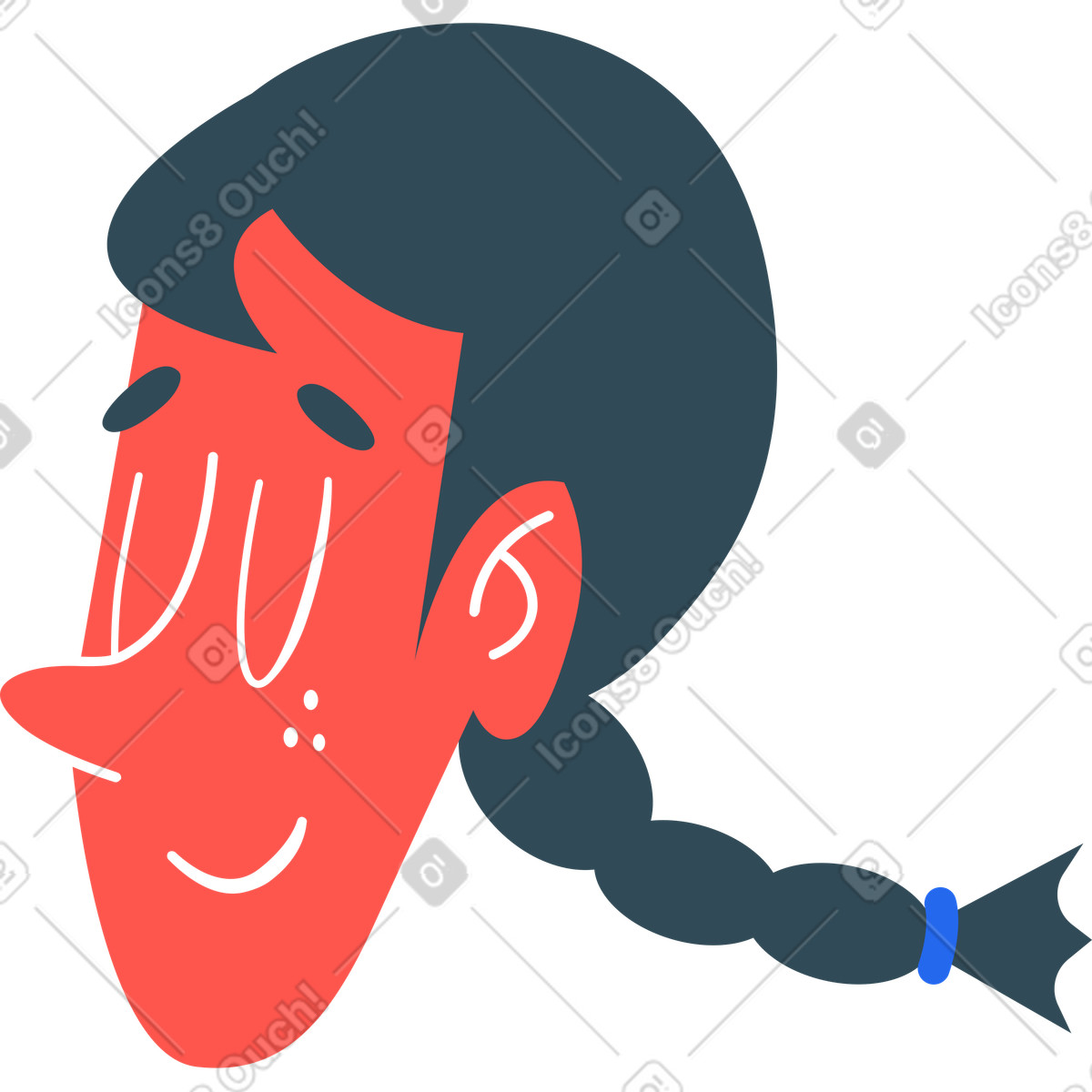 Girl's head illustration in Kingdom style download in PNG, SVG
