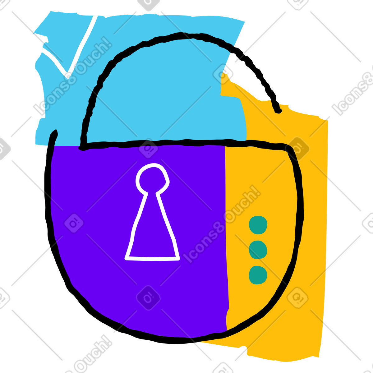 Open padlock with keyhole, Cybersecurity and data protection animated illustration in GIF, Lottie (JSON), AE