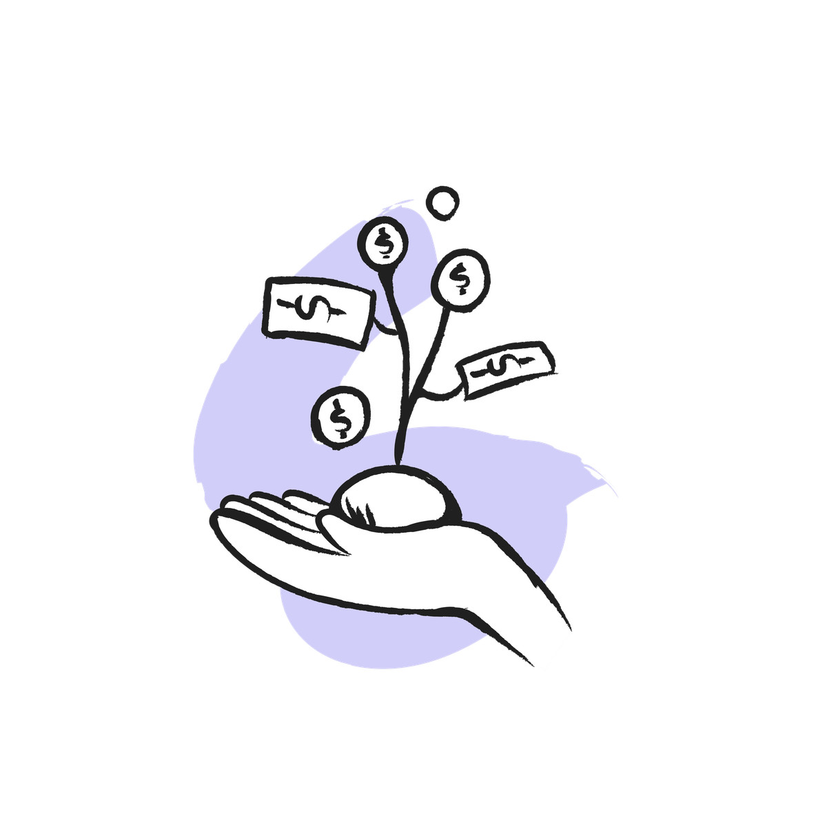 Иллюстрация Hand holding sprouting money plant в стиле Pixeltrue icons — скачать в форматах PNG, SVG