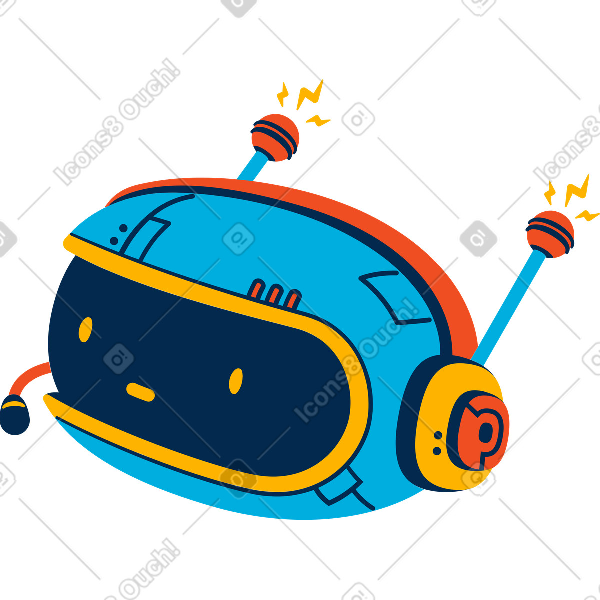 Robot illustration in Flame style download in PNG, SVG