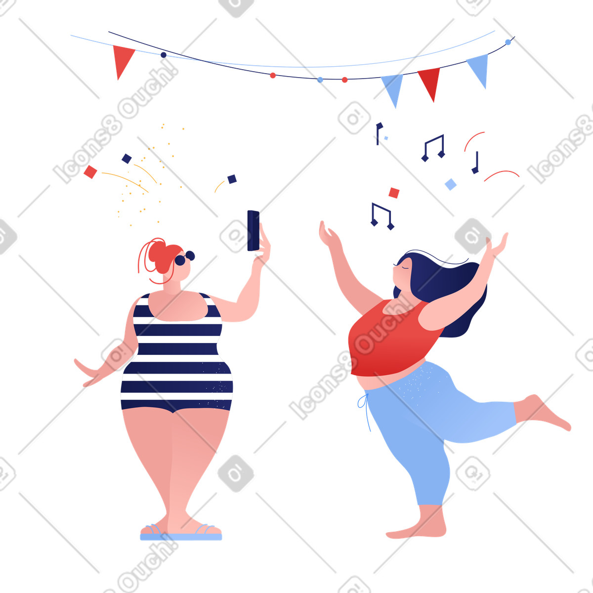 Taking photo at the party illustration in Clip style download in PNG, SVG