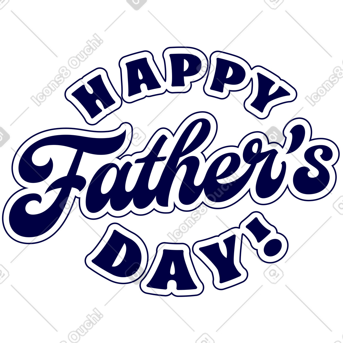 Lettering happy father's day! with strokes text illustration in style download in PNG, SVG