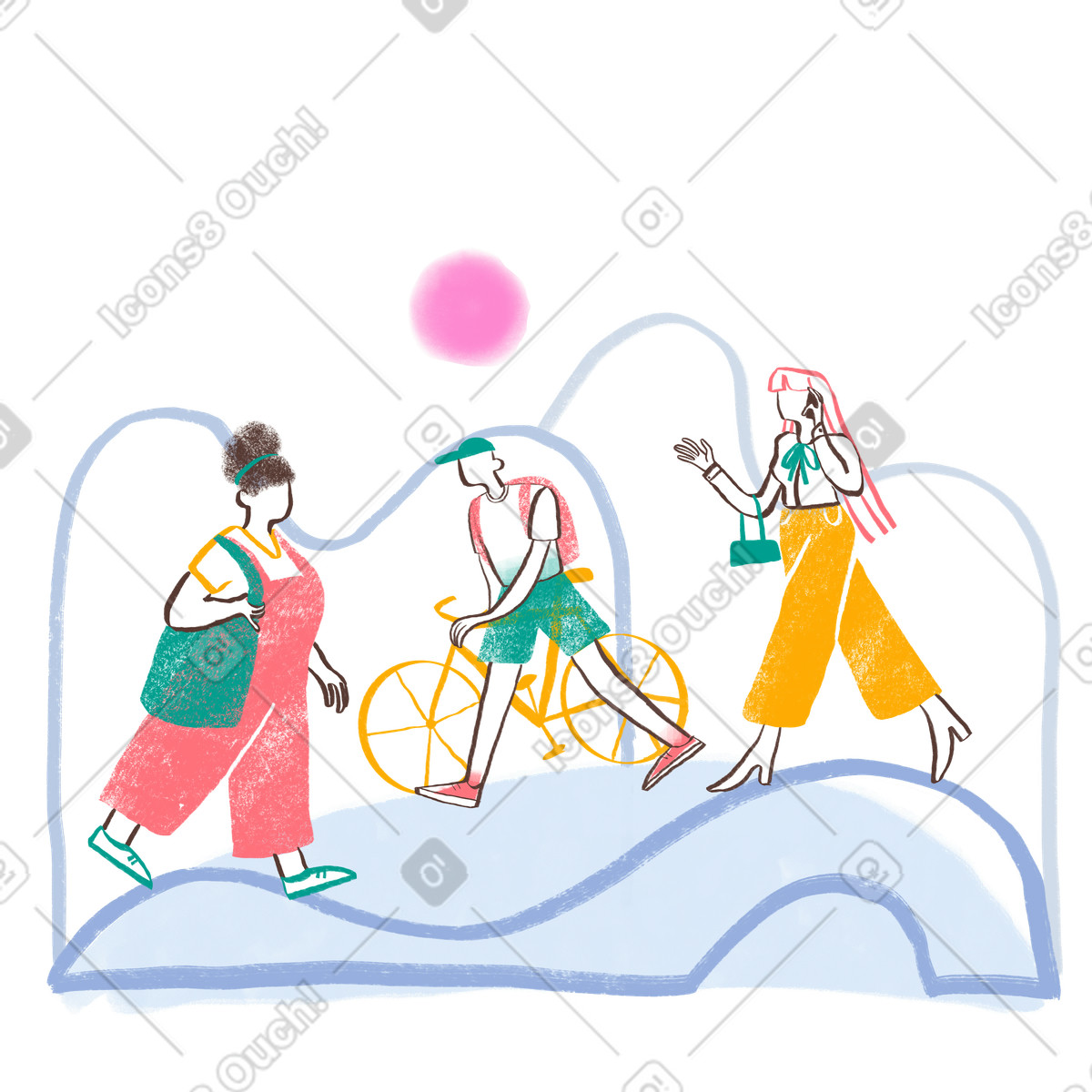Ilustración Gente caminando por las calles de la ciudad en estilo Company a descargar en PNG y SVG