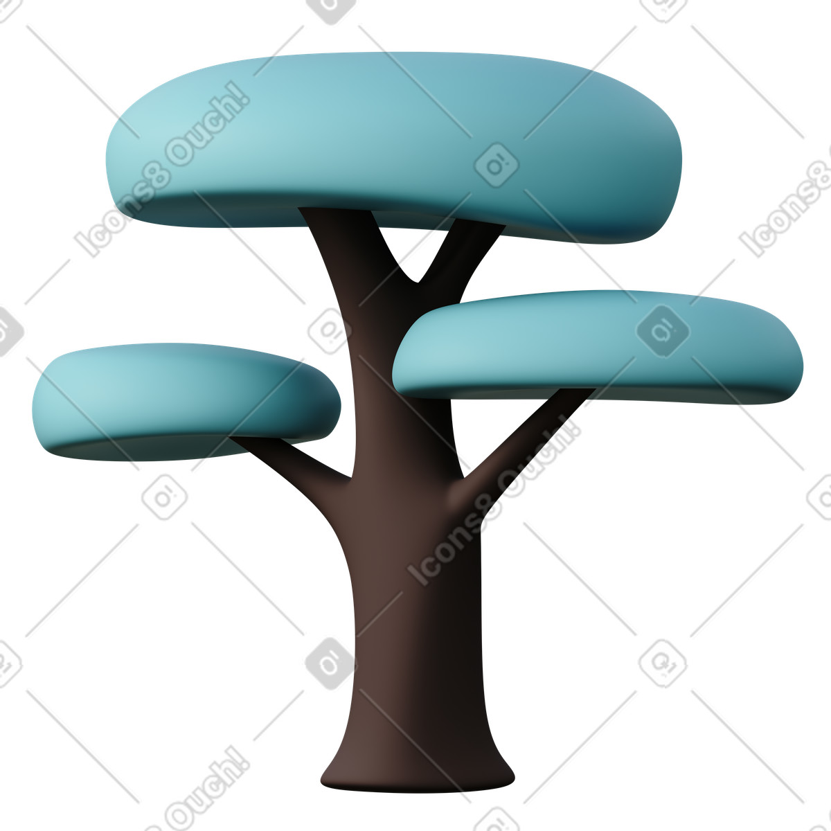 Simple African savanna acacia tree illustration in 3D Sugary style download in PNG, SVG