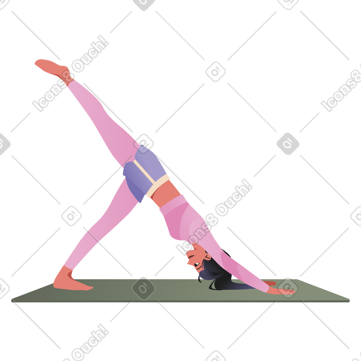 Ilustração de Performing yoga stretching exercise, healthy lifestyle and mental balance em no estilo Coworking para baixar em PNG, SVG