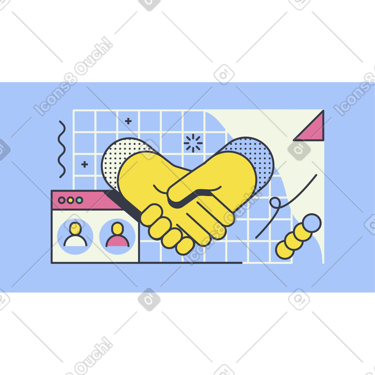 Ilustração de Apertando as mãos em no estilo Abstract para baixar em PNG, SVG