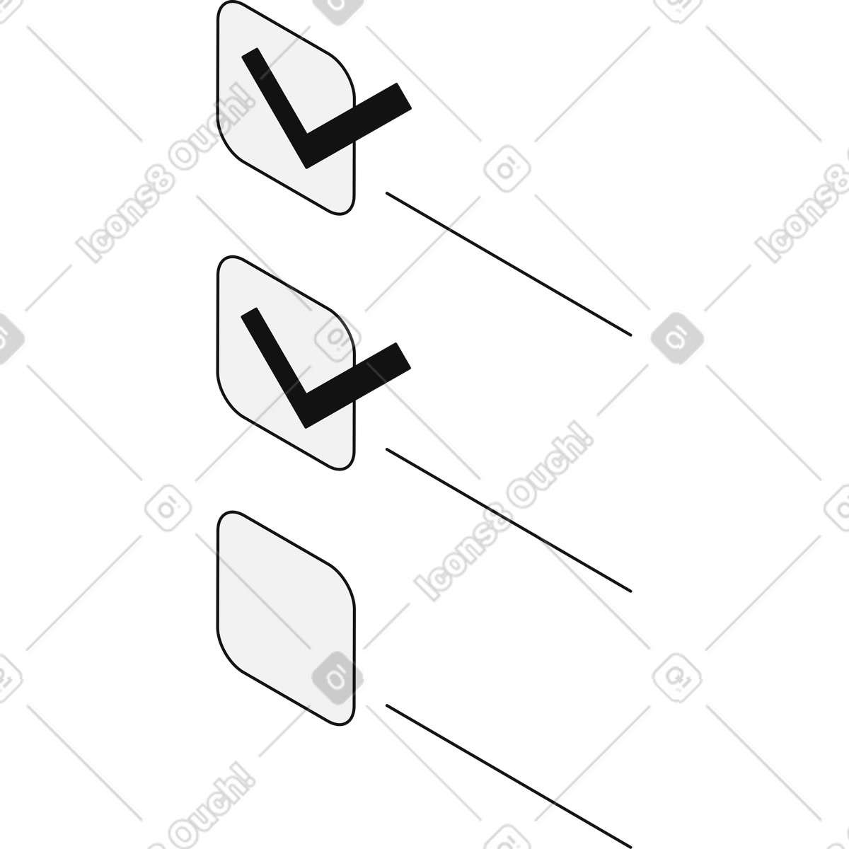 Task completion checklist with checked boxes illustration in Inverse style download in PNG, SVG