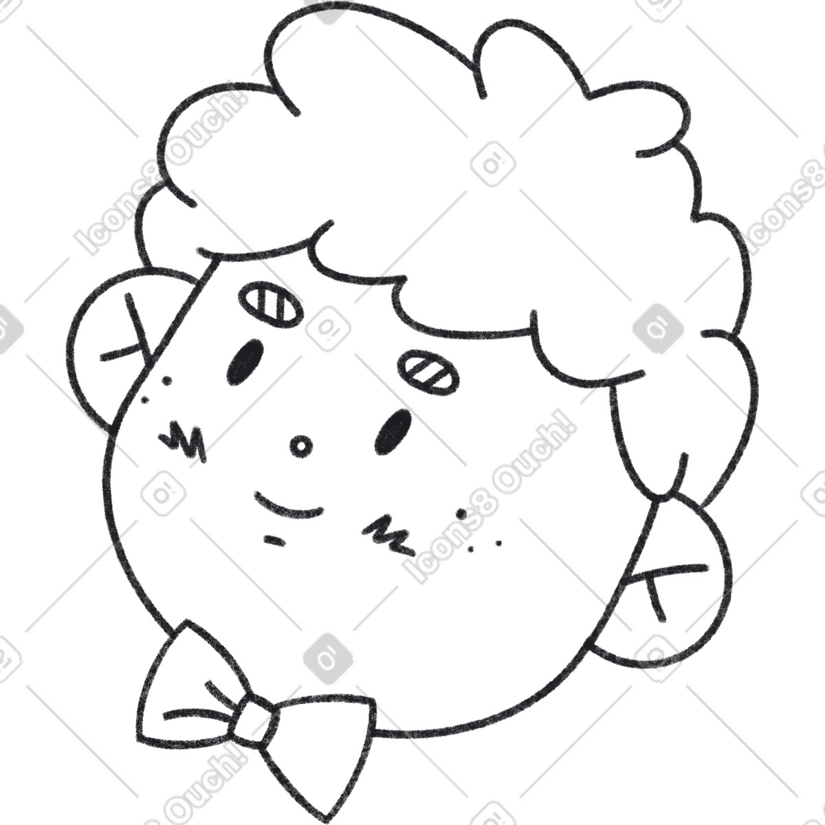 Waiter guy with bow tie illustrazione in stile Bonbon Line scarica in PNG, SVG