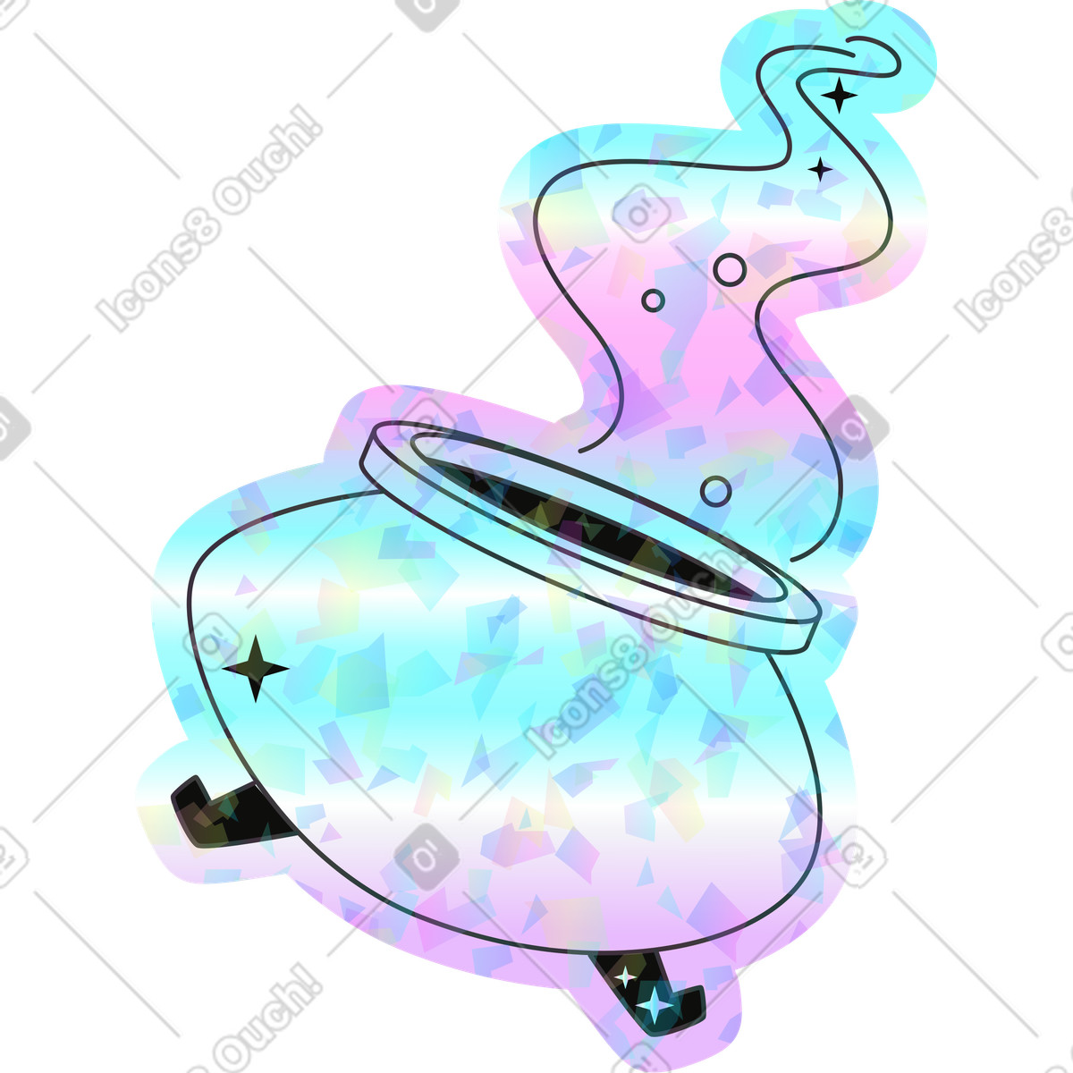 Holostickers 스타일의 마녀 가마솥 일러스트레이션 PNG, SVG 다운로드