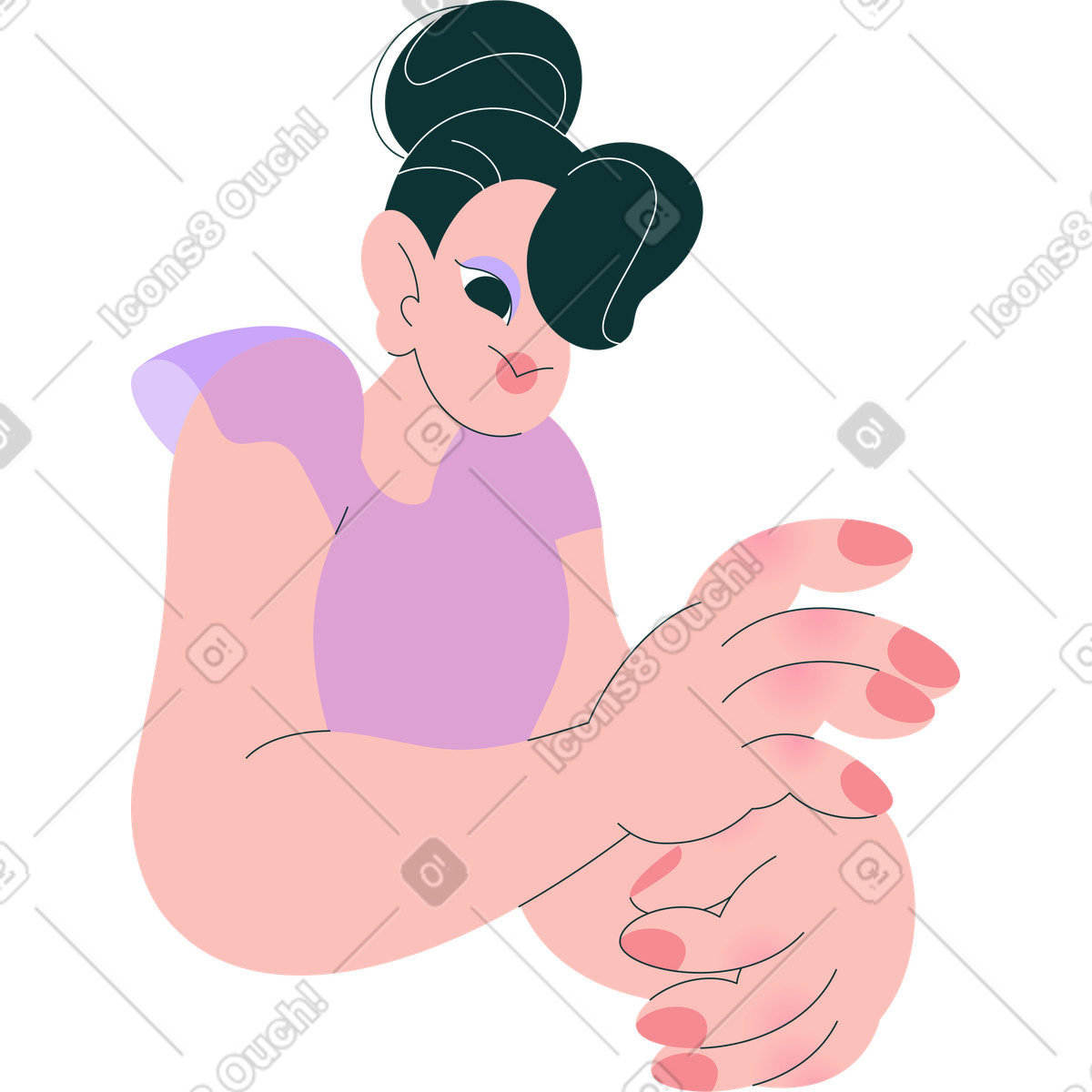Ilustração de Jovem mulher segurando algo em no estilo Florid para baixar em PNG, SVG