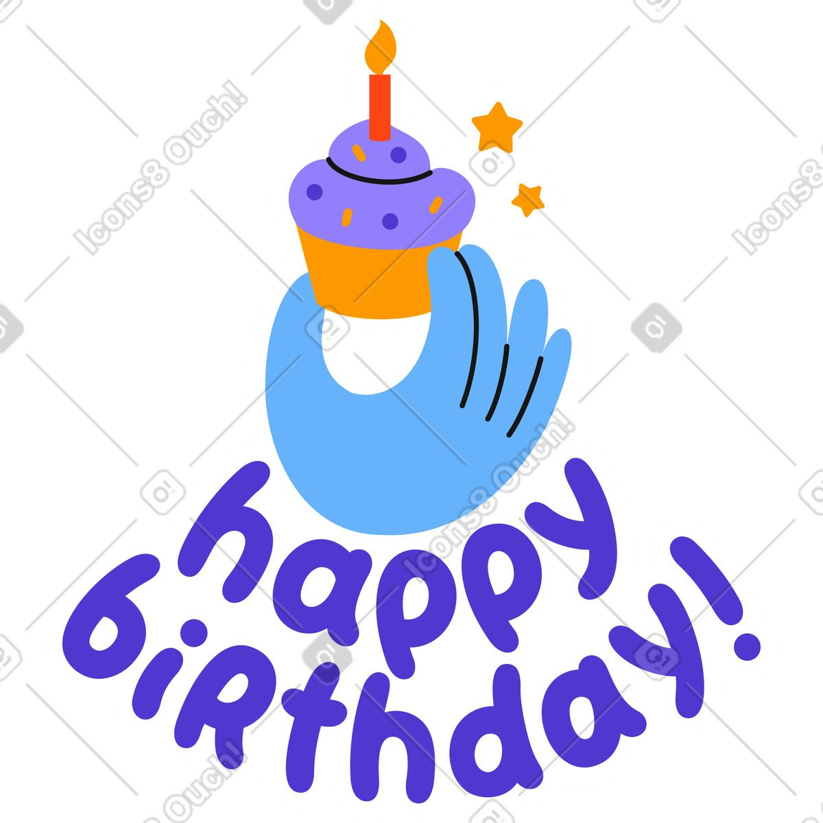 Ilustração de Adesivo de feliz aniversário de mão e letras em PNG e SVG