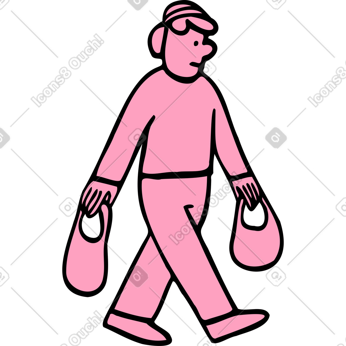 Illustration Homme marchant avec des courses dans le style Comic à télécharger aux formats PNG, SVG