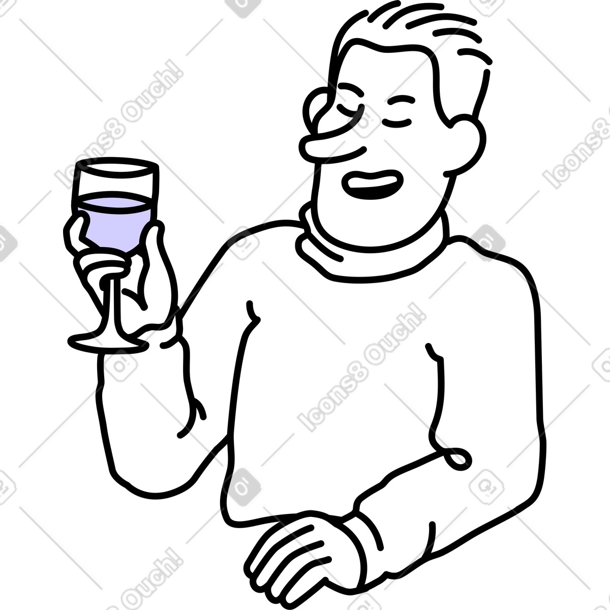 Illustration Jeune homme buvant du vin dans le style Notes à télécharger aux formats PNG, SVG
