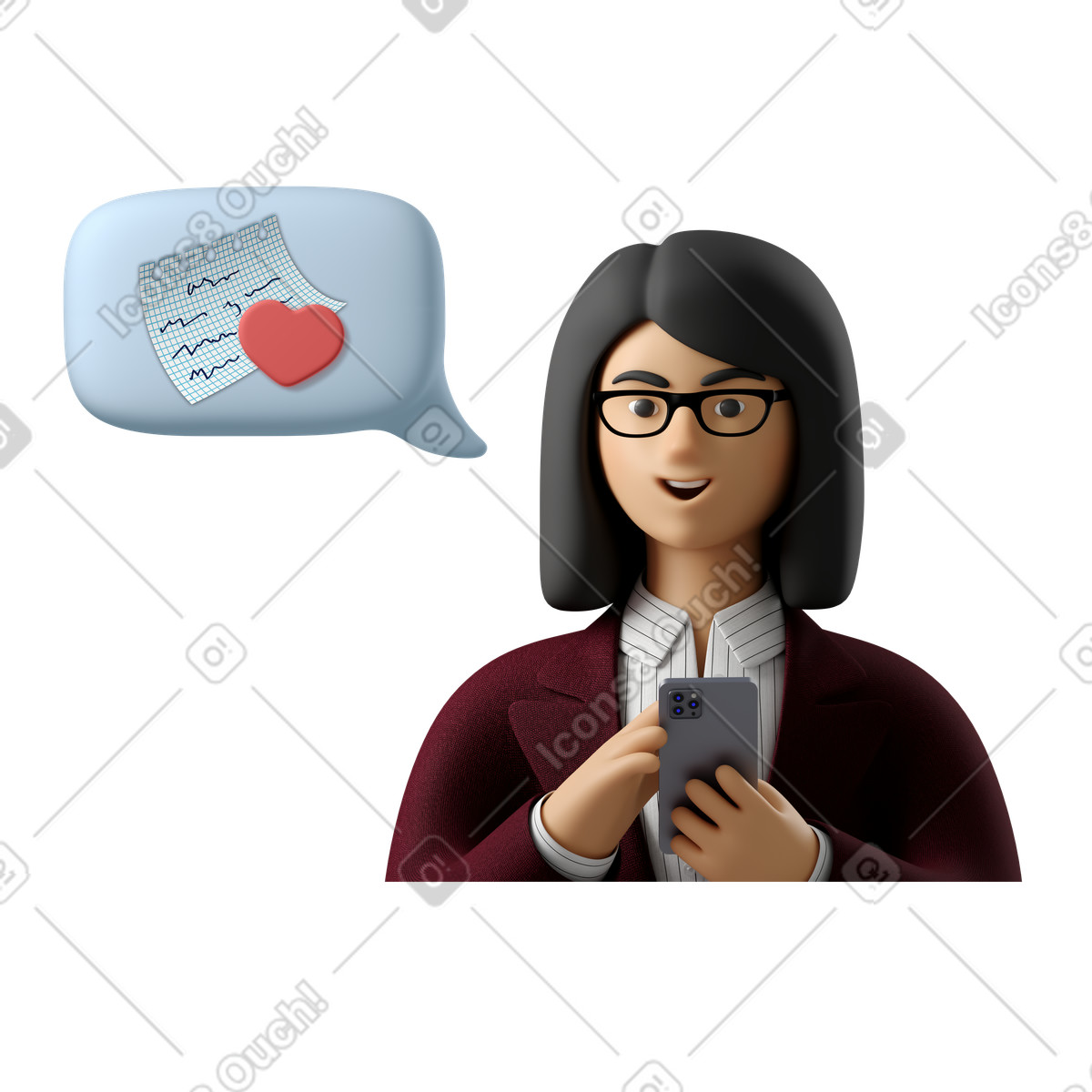 Businesswoman got a love message online illustration in PNG, SVG