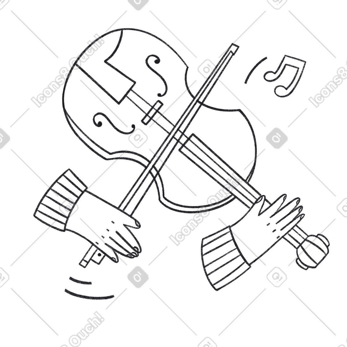 Playing violin, Music practice and leisure activity illustration in Bonbon Line style download in PNG, SVG