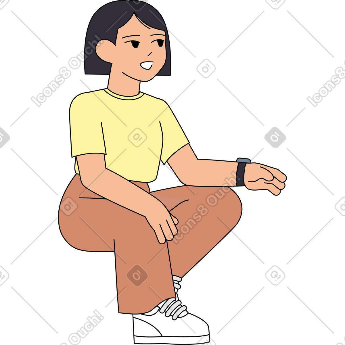 Donna seduta illustrazione in stile Teko scarica in PNG, SVG