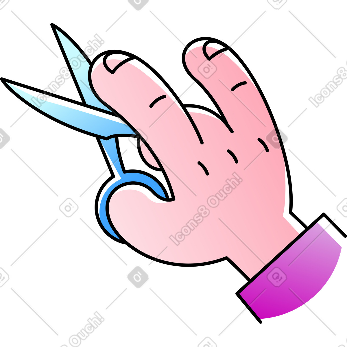 Hand with scissors illustration in Pocus style download in PNG, SVG