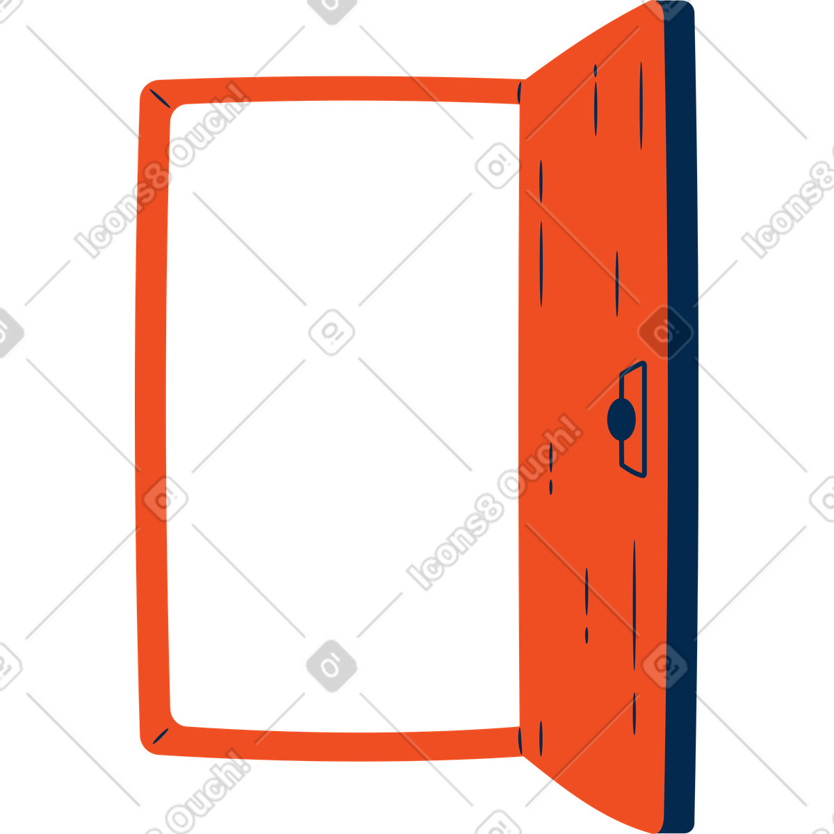 Orange tür-Illustration im Flame-Stil als Download in PNG, SVG