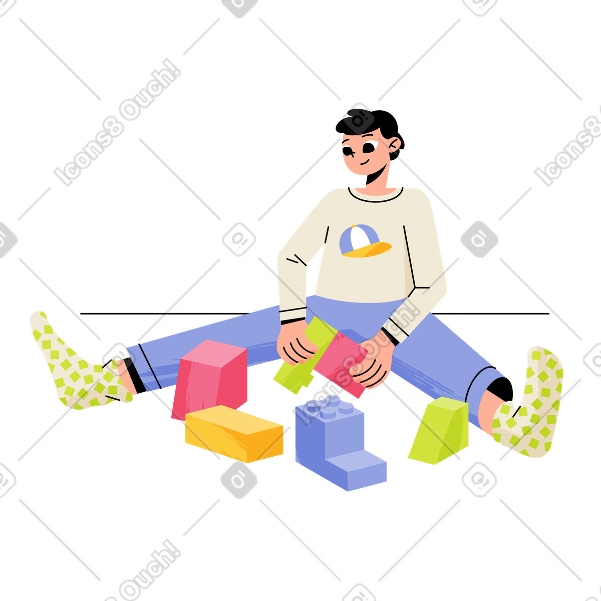 Juicy スタイルの Assembling toy blocks, Child development activity のイラストをPNG、SVG形式でダウンロード