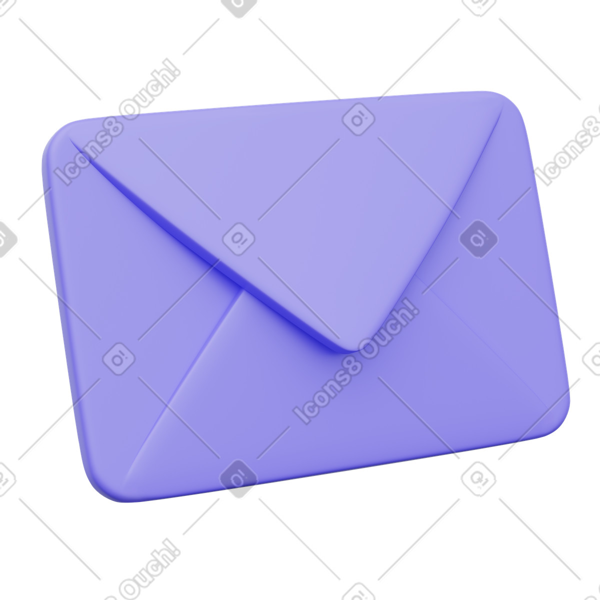 Email icon with closed purple mail envelope illustration in 3D Playful style download in PNG, SVG
