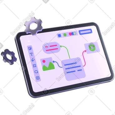 Online flowchart editor on digital tablet, process mapping and project planning PNG, SVG