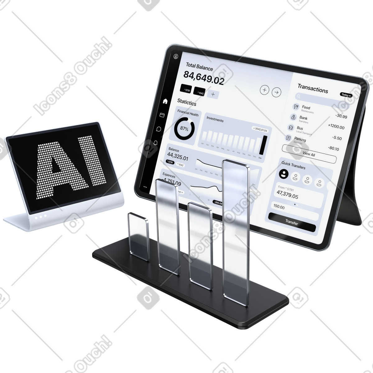 AI analytics, Performance tracking, Business growth illustration in PNG, SVG