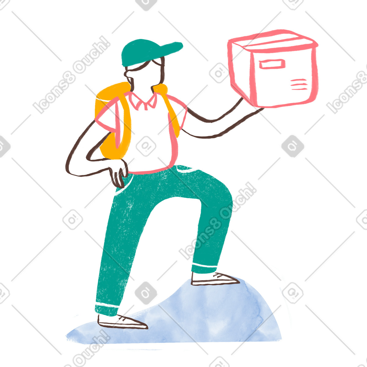 Company スタイルの パッケージを保持している配達人 のイラストをPNG、SVG形式でダウンロード