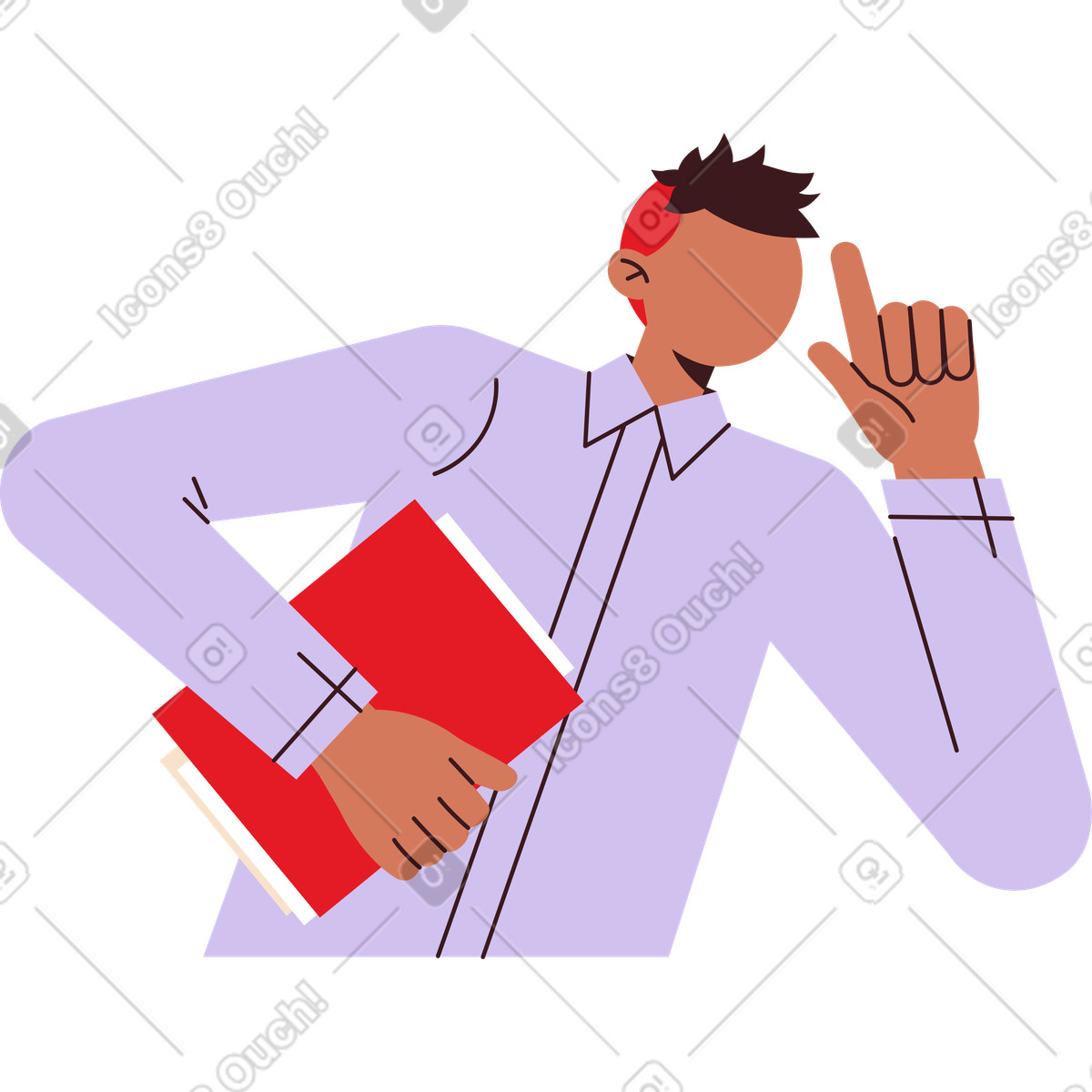 Mann im lila hemd-Illustration Folks-Stil als Download in PNG, SVG