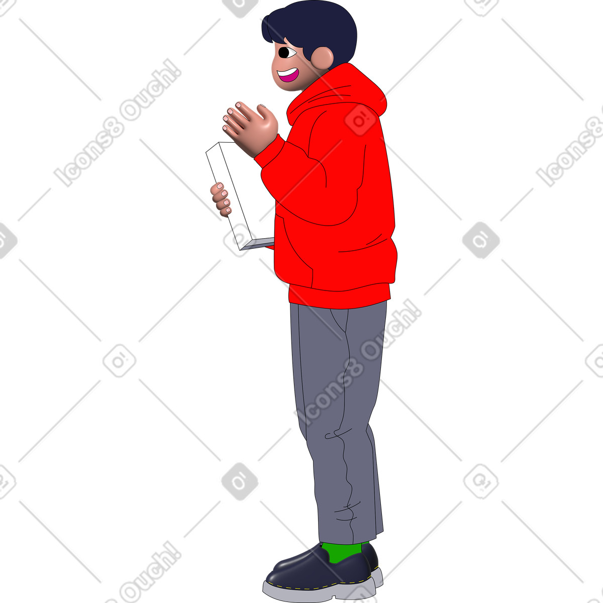 Ilustração de Man holding up a paper folder and saying me something em no estilo Pop para baixar em PNG, SVG