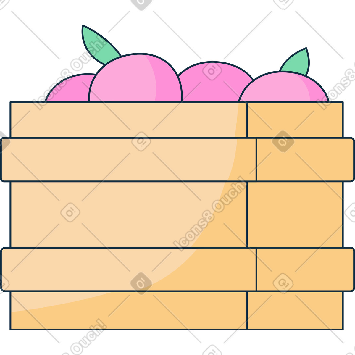 Fruit box illustration in PNG, SVG