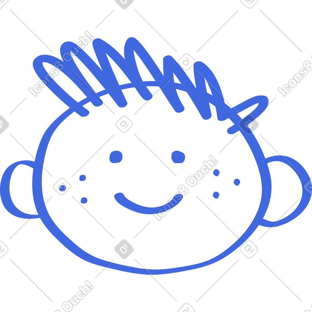 下载 Ballpoint Pen 风格的 Doodle cute guy face with smile 插画，支持 PNG、SVG 格式