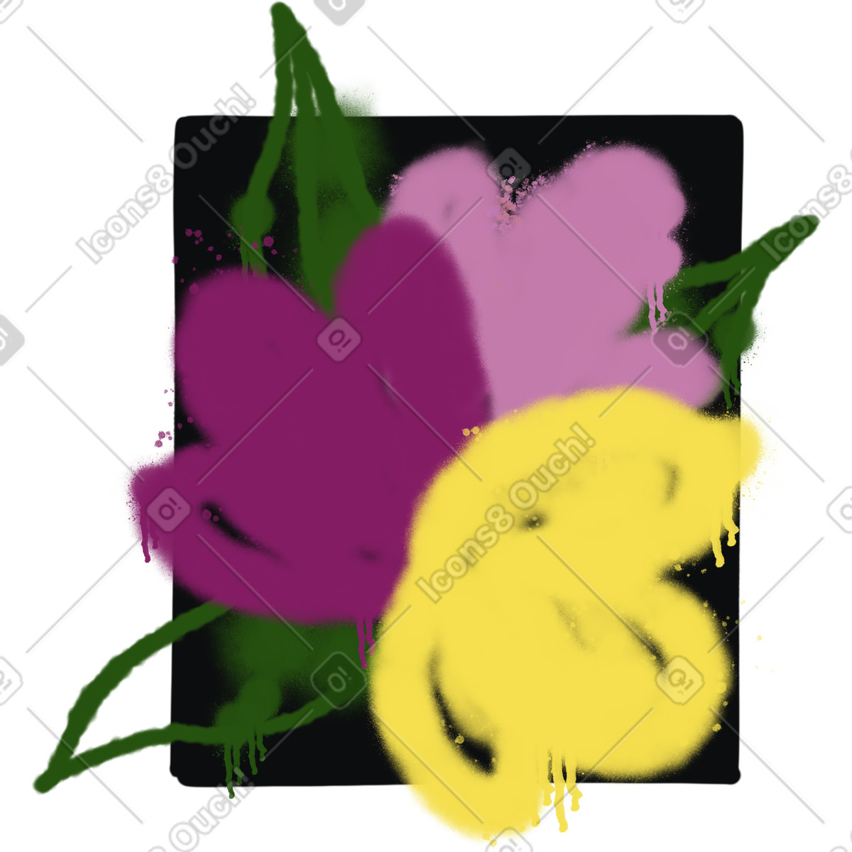 Illustration Tulipes graffiti fleurs dans le style Experimental à télécharger aux formats PNG, SVG