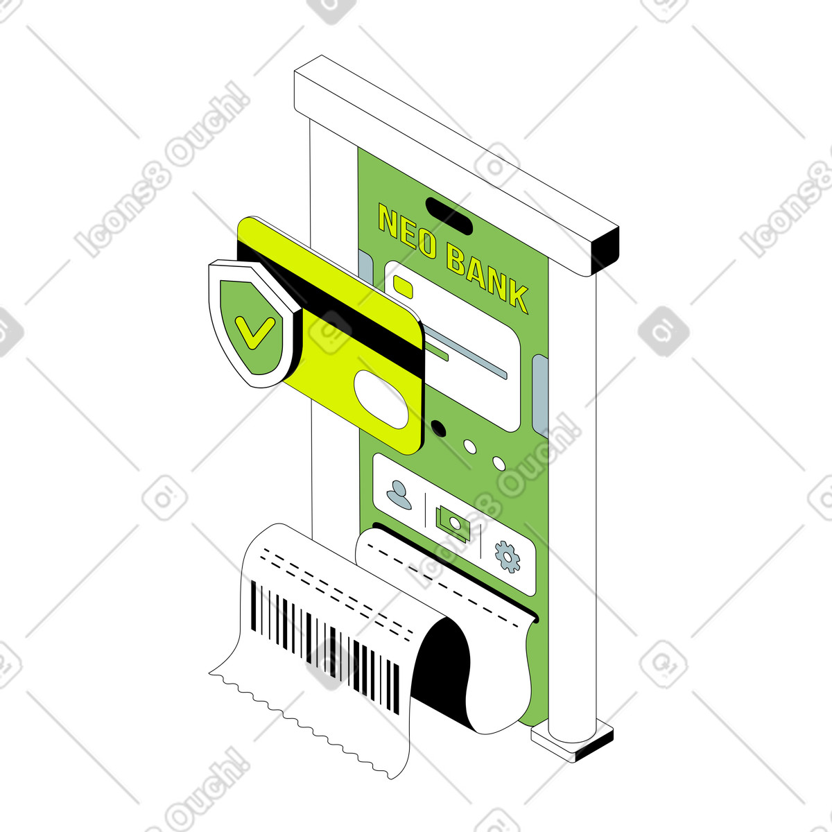 Ilustração de Aplicativo mobile banking com cartão crédito em no estilo Isometric para baixar em PNG, SVG