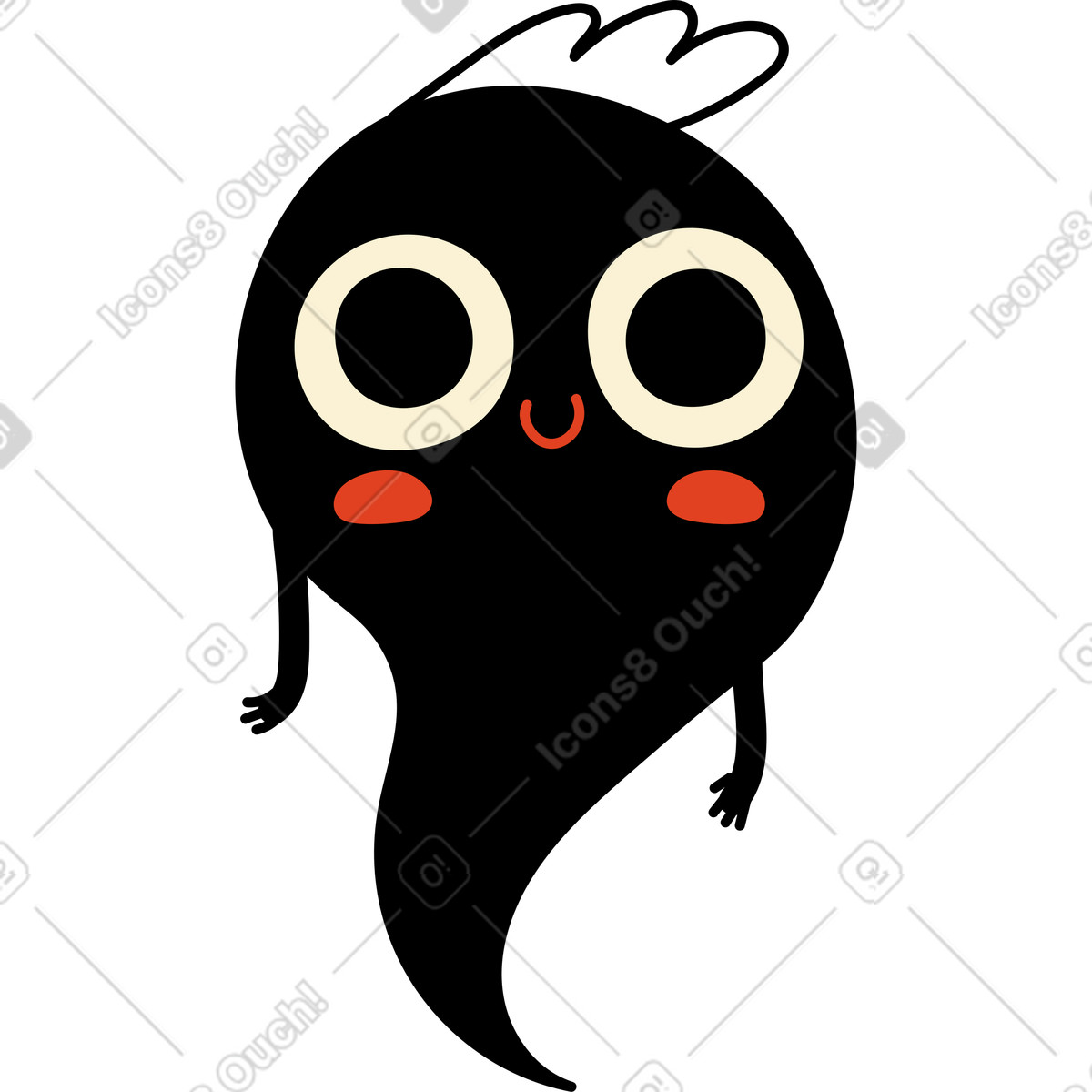 Schwarzes zeichentröpfchen-Illustration im Jelly-Stil als Download in PNG, SVG